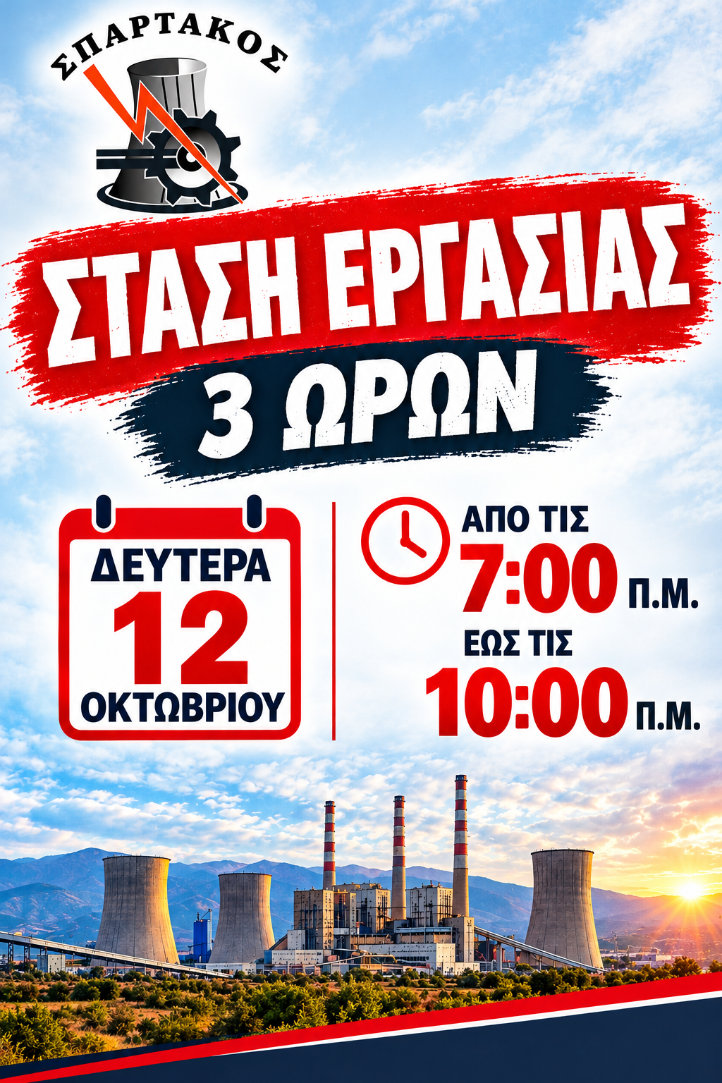Σπάρτακος:Κάλεσμα σε 3ωρη στάση εργασίας